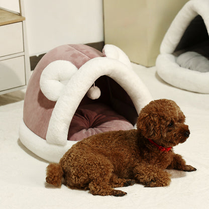 Self-Warming Tent Cave Bed For Cats Small Dogs